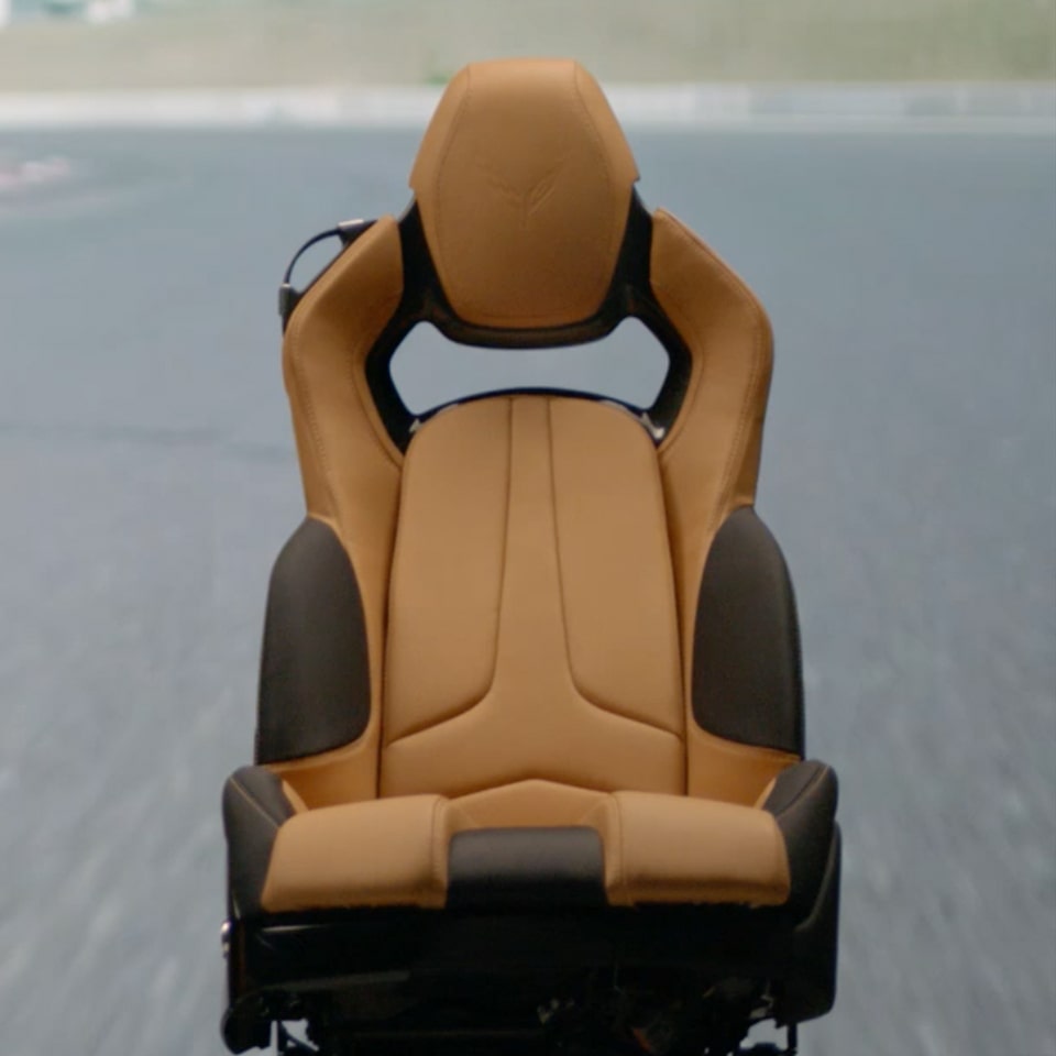 2020 Chevrolet Corvette Mid-Engine Sports Car Seating in Camel