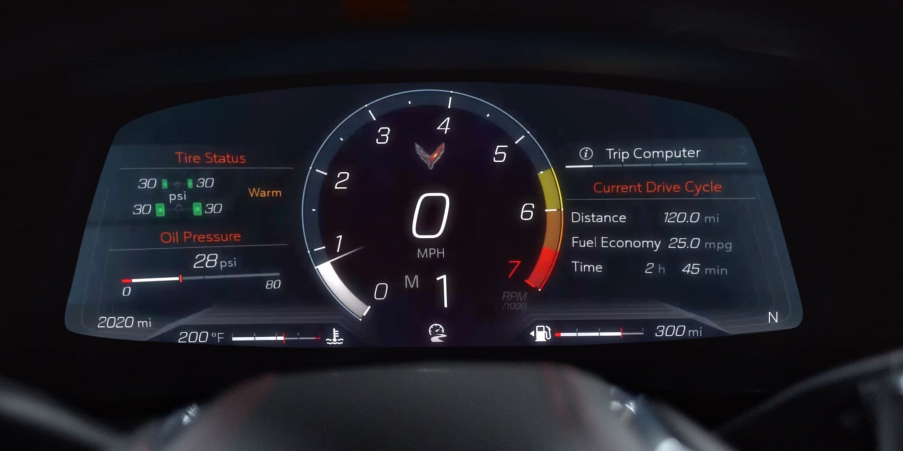 2020 Chevrolet Corvette Mid-Engine Sports Car Driver Information Center